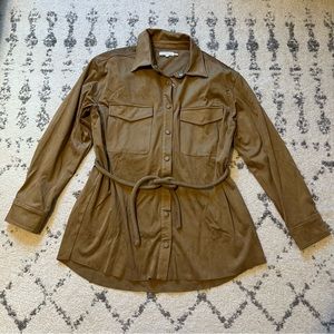 Good American NWT Faux Suede Belted Shirt Jacket
